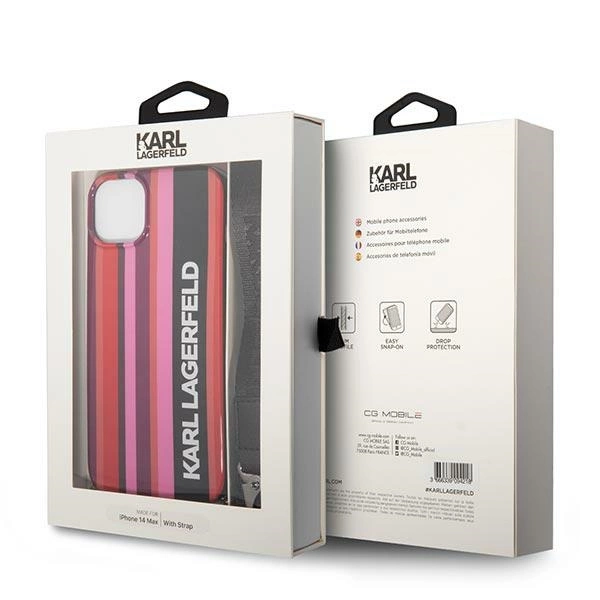 Karl Lagerfeld KLHCP14SSTSTP iPhone 14 6.1 "hardcase pink / pink Color Stripes Strapeng