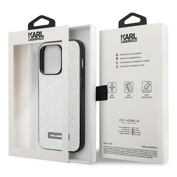 Karl Lagerfeld KLHCP14XG2ELS iPhone 14 Pro Max 6.7 "hardcase silver / silver Glitter Plaque Logoeng