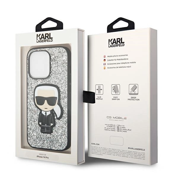 Karl Lagerfeld KLHCP14XGFKPG iPhone 14 Pro Max 6.7 "hardcase silver / silver Glitter Flakes Ikonikeng