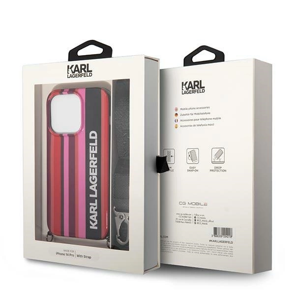 Karl Lagerfeld KLHCP14XSTSTP iPhone 14 Pro Max 6.7 "hardcase pink / pink Color Stripes Strapeng