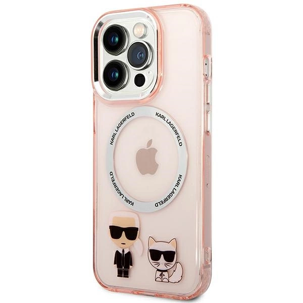 Karl Lagerfeld KLHMP14LHKCP iPhone 14 Pro 6.1" hardcase pink/pink Karl & Choupette Aluminum Magsafeeng