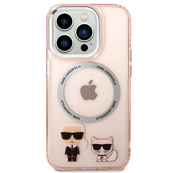 Karl Lagerfeld KLHMP14LHKCP iPhone 14 Pro 6.1" hardcase pink/pink Karl & Choupette Aluminum Magsafeeng