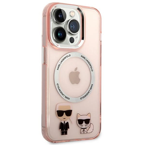 Karl Lagerfeld KLHMP14LHKCP iPhone 14 Pro 6.1" hardcase pink/pink Karl & Choupette Aluminum Magsafeeng