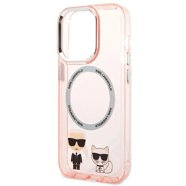 Karl Lagerfeld KLHMP14LHKCP iPhone 14 Pro 6.1" hardcase pink/pink Karl & Choupette Aluminum Magsafeeng