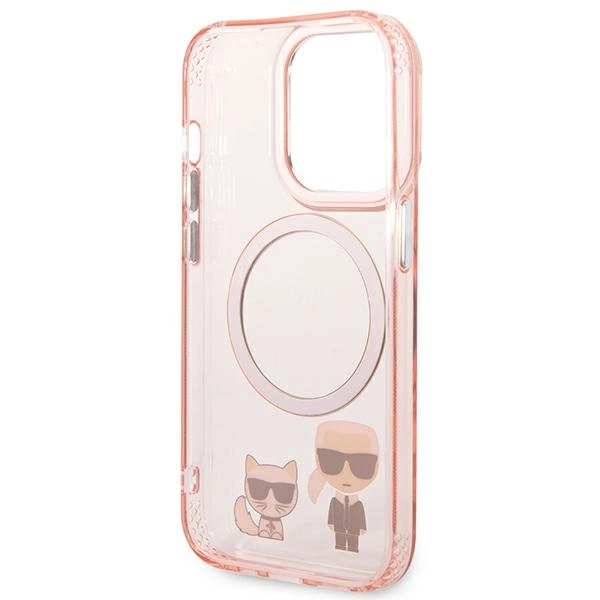 Karl Lagerfeld KLHMP14LHKCP iPhone 14 Pro 6.1" hardcase pink/pink Karl & Choupette Aluminum Magsafeeng