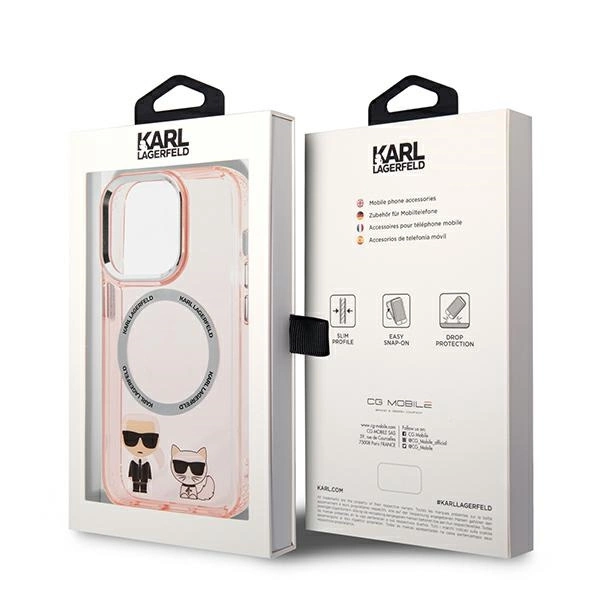 Karl Lagerfeld KLHMP14LHKCP iPhone 14 Pro 6.1" hardcase pink/pink Karl & Choupette Aluminum Magsafeeng