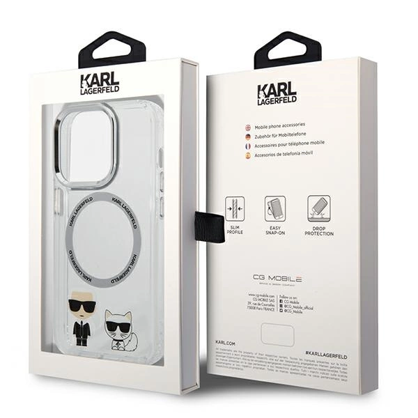 Karl Lagerfeld KLHMP14LHKCT iPhone 14 Pro 6.1 "hardcase transparent / transparent Karl & Choupette Aluminum Magsafeeng