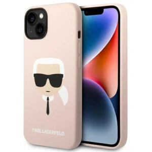Karl Lagerfeld KLHMP14MSLKHLP iPhone 14 Plus 6,7" hardcase jasnoróżowy/light pink Silicone Karl`s Head Magsafeeng
