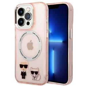 Karl Lagerfeld KLHMP14XHKCP iPhone 14 Pro Max 6.7 "hardcase pink / pink Karl & Choupette Aluminum Magsafeeng