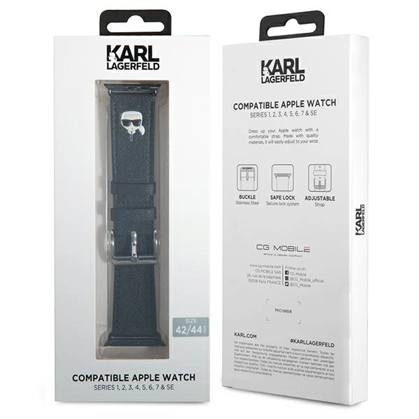 Karl Lagerfeld KLAWLOKHK Apple Watch 42/44 / 45mm black / black strap Saffiano Karl Headseng