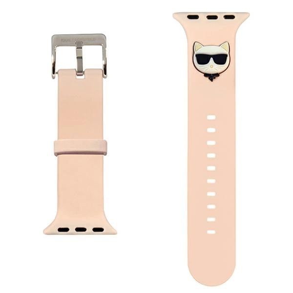 Karl Lagerfeld KLAWLSLCP Apple Watch Strap 42/44 / 45mm pink / pink strap Silicone Choupette Headseng