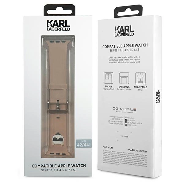 Karl Lagerfeld KLAWLSLCP Apple Watch Strap 42/44 / 45mm pink / pink strap Silicone Choupette Headseng