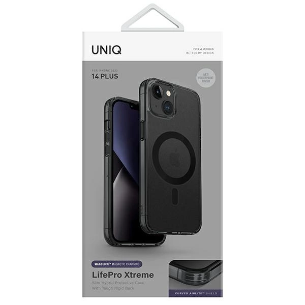 Uniq LifePro Xtreme Magclick Charging case for iPhone 14 Plus - gray and blackeng