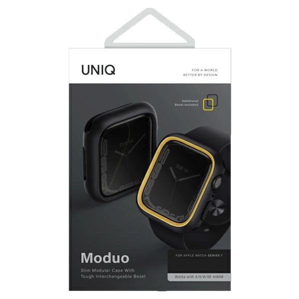 Uniq Moduo case for Apple Watch 4/5/6/7/8/SE/SE2 40/41mm - black and mustardeng