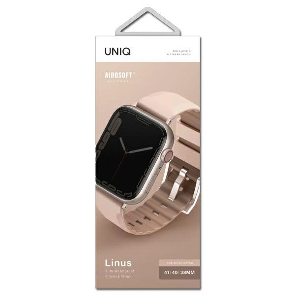 Uniq Linus Apple Watch Series 4/5/6/7/8/SE/SE2 strap 38/40/41mm. Airosoft Silicone pink/blush pinkeng