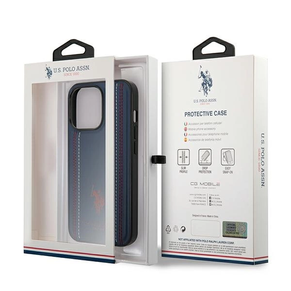US Polo USHCP14LPFAV iPhone 14 Pro 6.1" navy/navy blue Leather Stitcheng