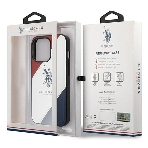US Polo USHCP14LPSO3 iPhone 14 Pro 6.1" white/white Tricolor Embossedeng