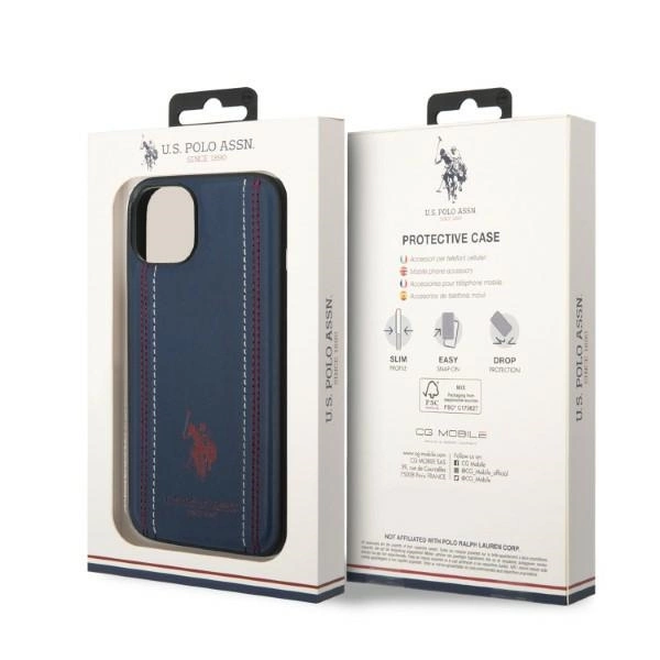 US Polo USHCP14MPFAV iPhone 14 Plus 6.7" navy/navy blue Leather Stitcheng