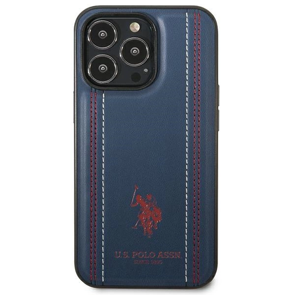 US Polo USHCP14XPFAV iPhone 14 Pro Max 6.7" navy/navy blue Leather Stitcheng