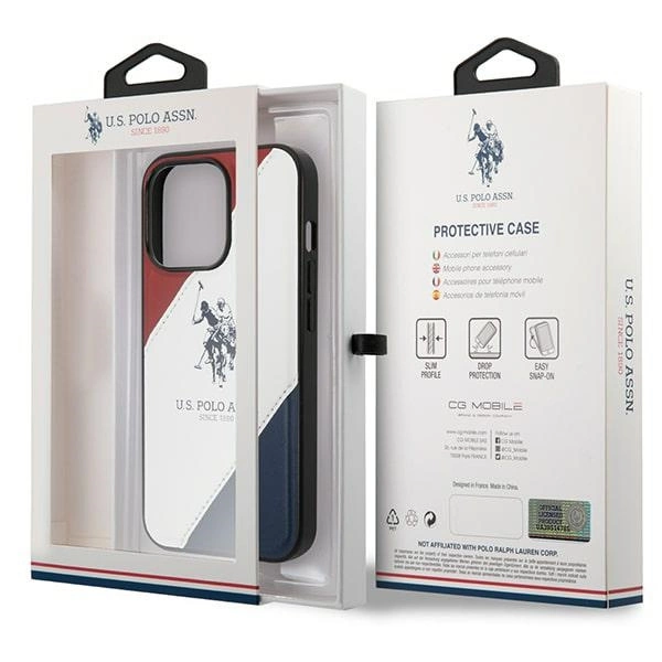 US Polo USHCP14XPSO3 iPhone 14 Pro Max 6.7" white/white Tricolor Embossedeng