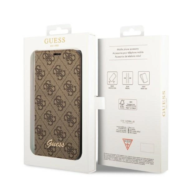 Guess GUBKP14MHG4SHW iPhone 14 Plus 6.7 "brown / brown book 4G Vintage Gold Logoeng