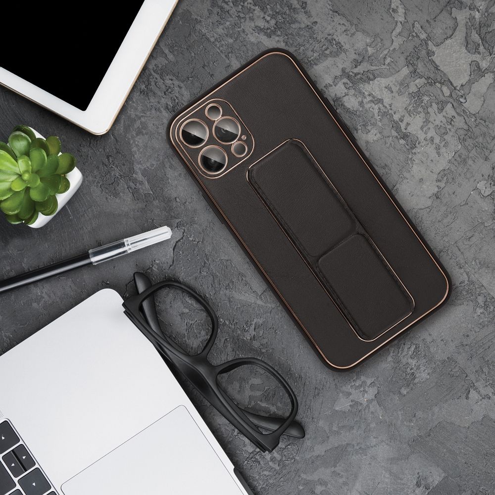 1316c4dd2087c5874c2d6f416717b653 LEATHER CASE KICKSTAND for IPHONE 15 Plus black