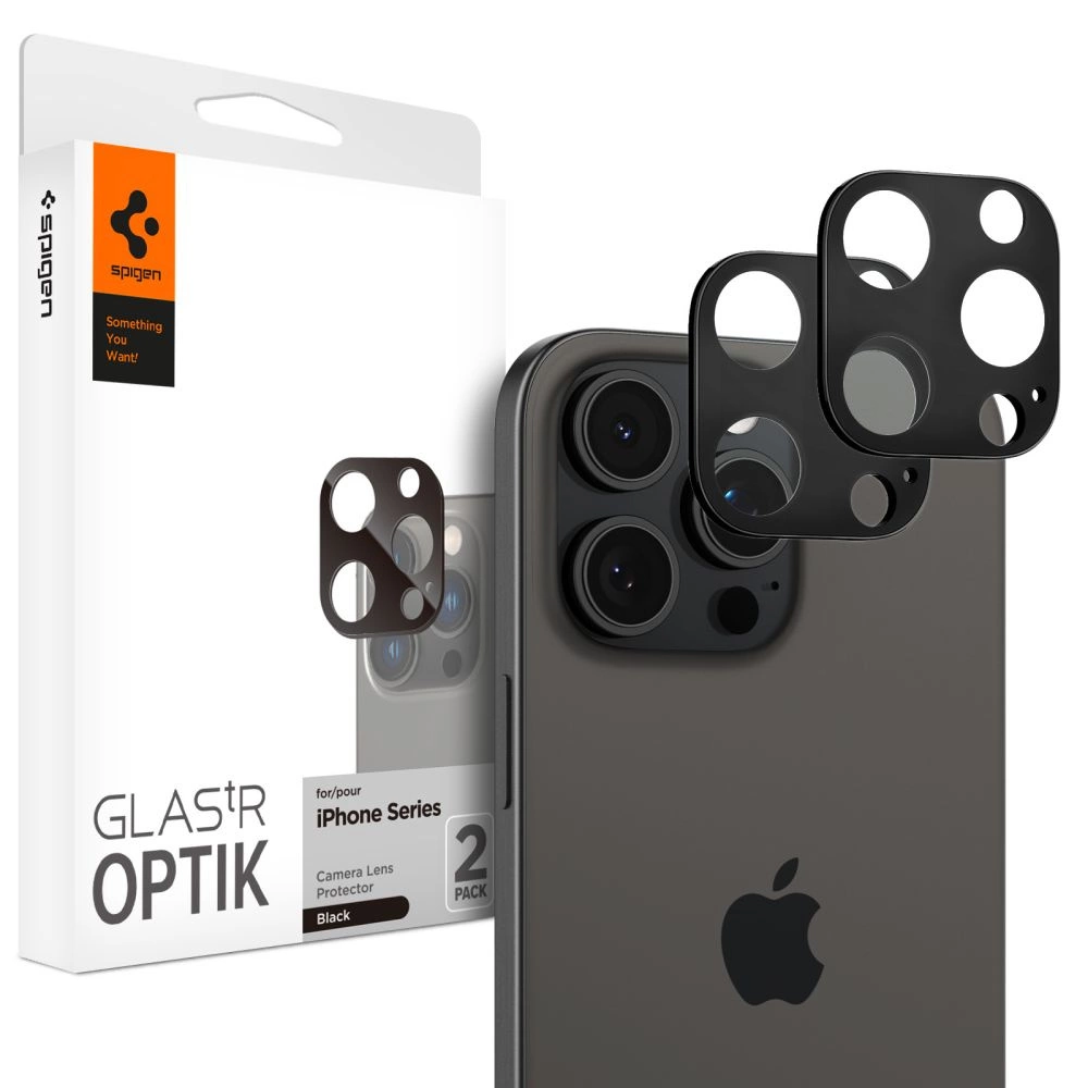 Spigen Optik.tR Camera Protector for iPhone 14 Pro / Pro Max / 15 Pro / Pro Max / 16 Pro / Pro Max - Black 2 pcs.eng