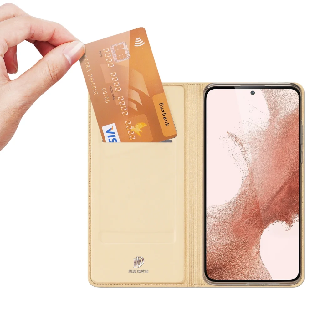 Dux Ducis Skin Pro Case for Samsung Galaxy S23+ Flip Card Wallet Stand Goldeng