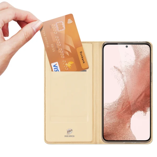 Dux Ducis Skin Pro Case for Samsung Galaxy S23+ Flip Card Wallet Stand Goldeng