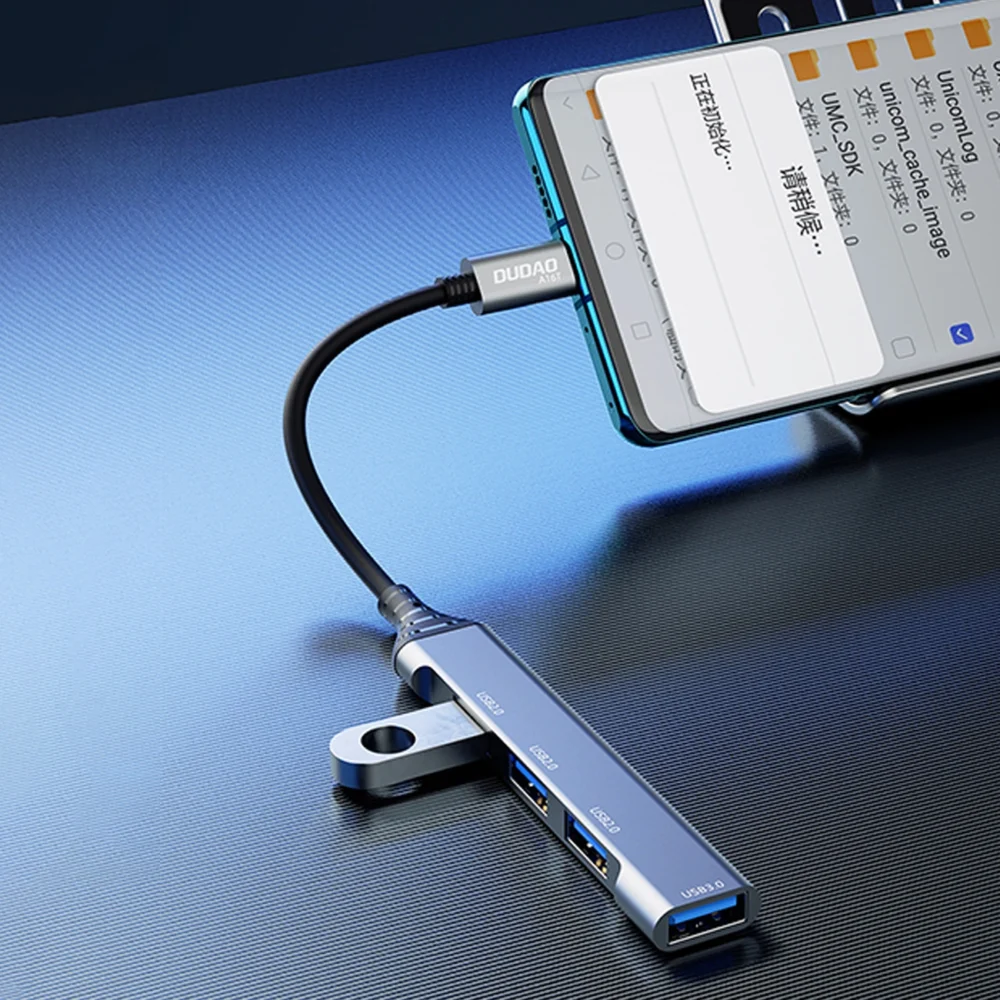 Dudao HUB 4in1 USB-C - 4x USB-A (3 x USB2.0 / USB3.0) 6.3cm black (A16T)eng