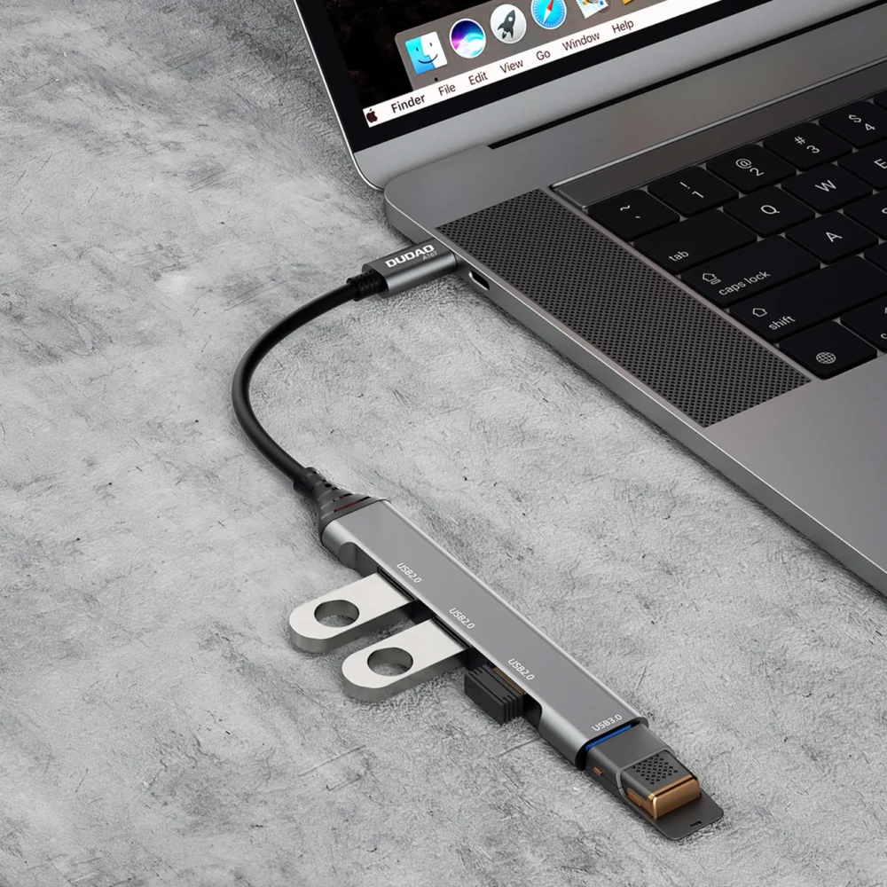Dudao HUB 4in1 USB-C - 4x USB-A (3 x USB2.0 / USB3.0) 6.3cm black (A16T)eng