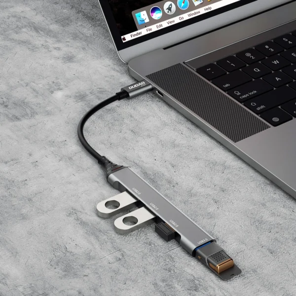 Dudao HUB 4in1 USB-C - 4x USB-A (3 x USB2.0 / USB3.0) 6.3cm black (A16T)eng