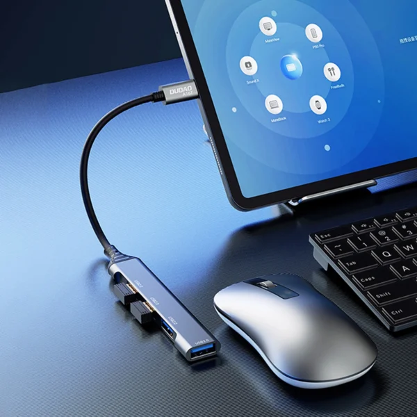 Dudao HUB 4in1 USB-C - 4x USB-A (3 x USB2.0 / USB3.0) 6.3cm black (A16T)eng