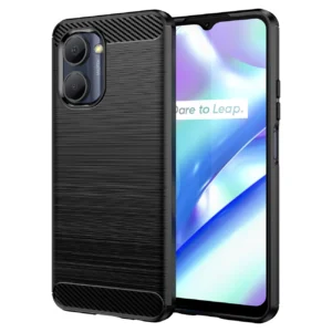Carbon Case case for Realme C33 flexible silicone carbon cover blackeng