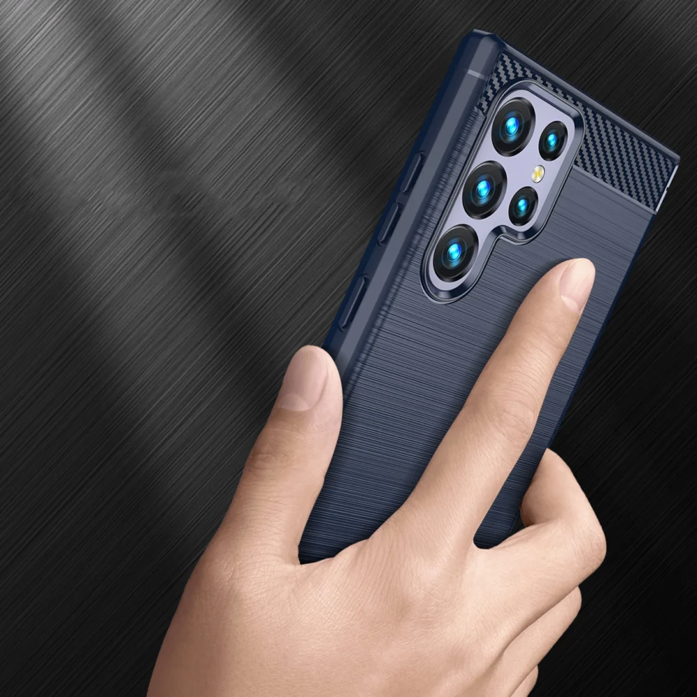 Carbon Case for Samsung Galaxy S23 Ultra flexible silicone carbon cover blueeng