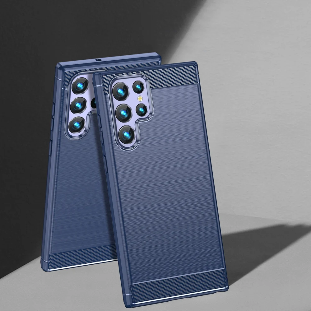 Carbon Case for Samsung Galaxy S23 Ultra flexible silicone carbon cover blueeng