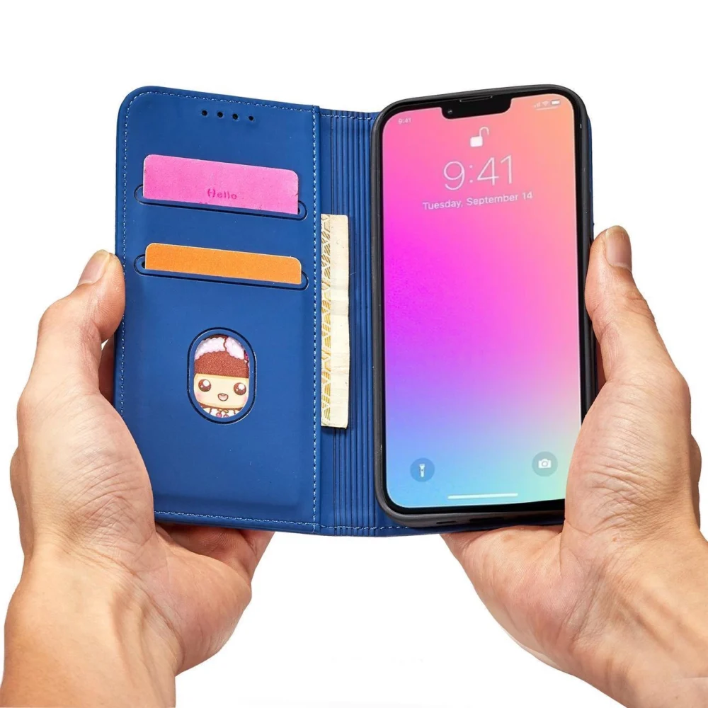 Magnet Card Case for Samsung Galaxy S23+ flip cover wallet stand blueeng