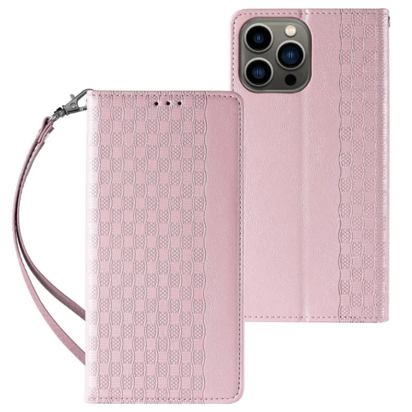 Magnet Strap Case for Samsung Galaxy S23+ Flip Wallet Mini Lanyard Stand Pinkeng