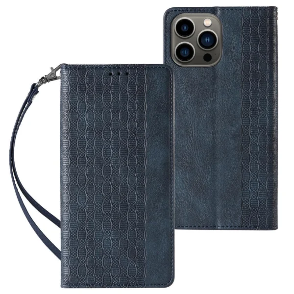 Magnet Strap Case Case for Samsung Galaxy S23 Ultra Flip Wallet Mini Lanyard Stand Blueeng