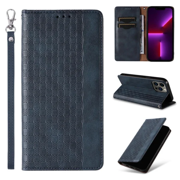 Magnet Strap Case Case for Samsung Galaxy S23 Ultra Flip Wallet Mini Lanyard Stand Blueeng