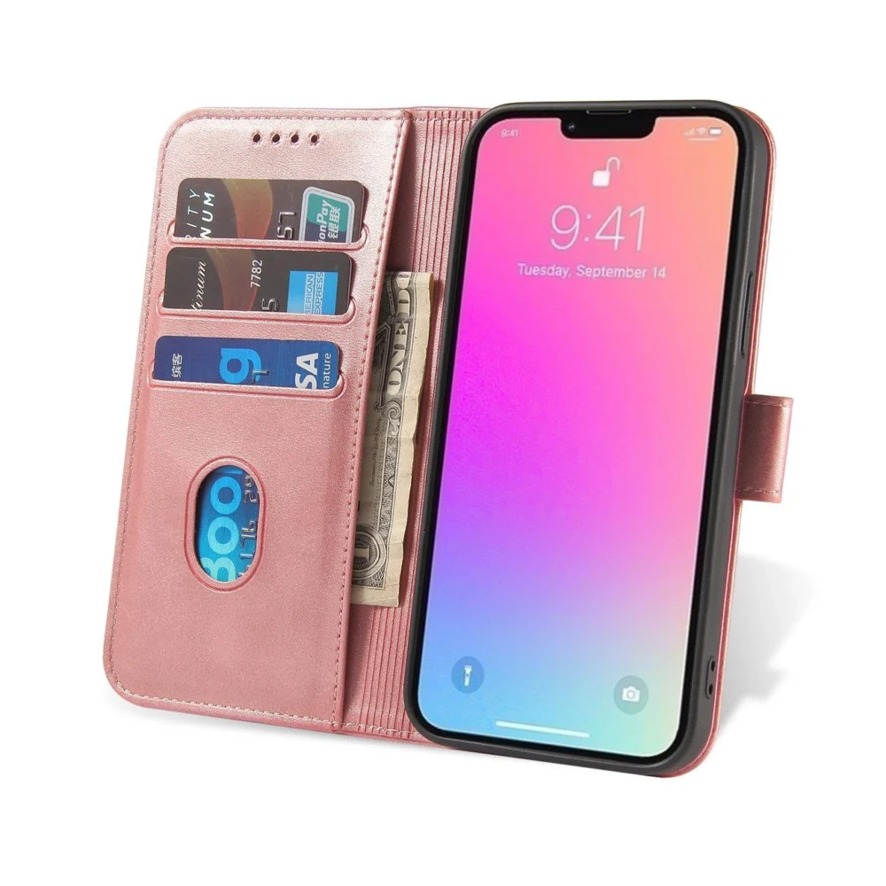 Magnet Case for Samsung Galaxy S23 Ultra Cover with Flip Wallet Stand Pinkeng