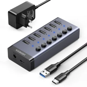 [RETURNED ITEM] Ugreen multifunctional HUB 7in1 USB Type C - 7x USB Type A 3.0 PD DC 12V gray (CM481)eng