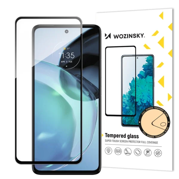 Wozinsky Full Glue Tempered Glass Tempered Glass For Motorola Moto G72 9H Full Screen Protector With Black Frameeng