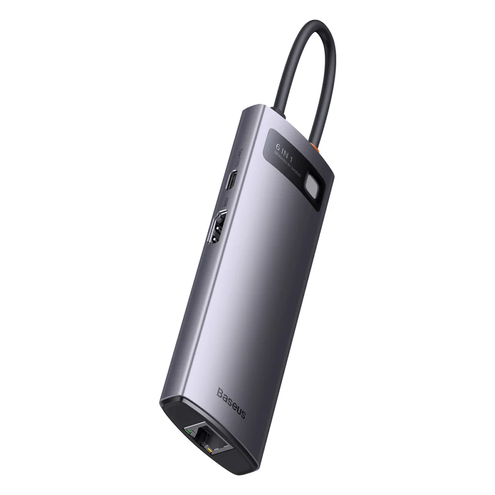Baseus StarJoy HUB 6-Port USB-C - 3x USB-A / 1x HDMI / 1x RJ45 / 1x USB-C PD grayeng