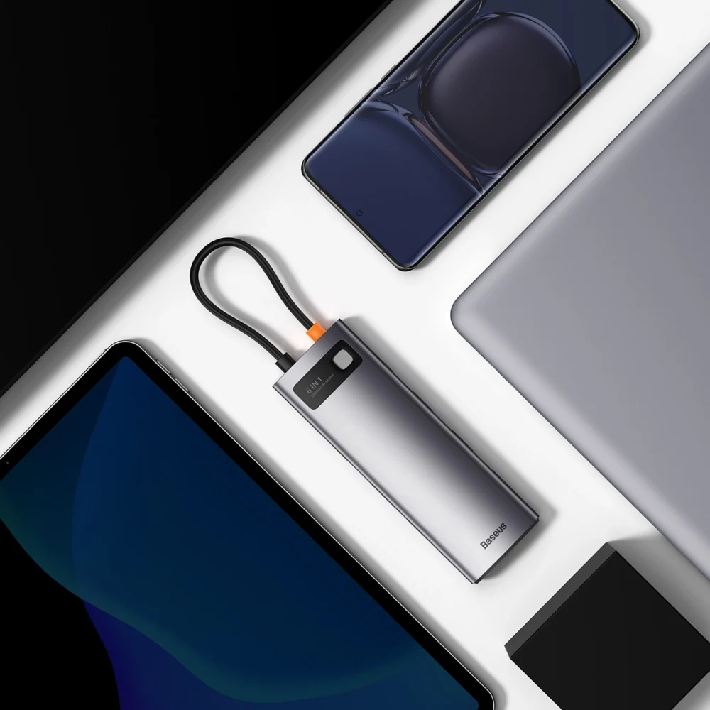 Baseus StarJoy HUB 6-Port USB-C - 3x USB-A / 1x HDMI / 1x RJ45 / 1x USB-C PD grayeng