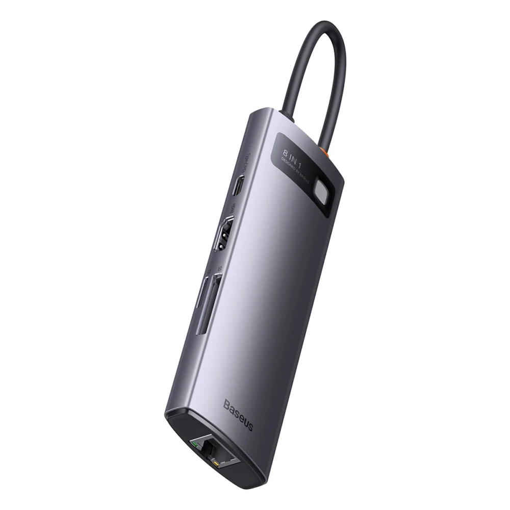 Baseus StarJoy HUB 8-Port USB-C - 3x USB-A / 1x HDMI / 1x RJ45 / 1x SD/TF / 1x USB-C PD grayeng