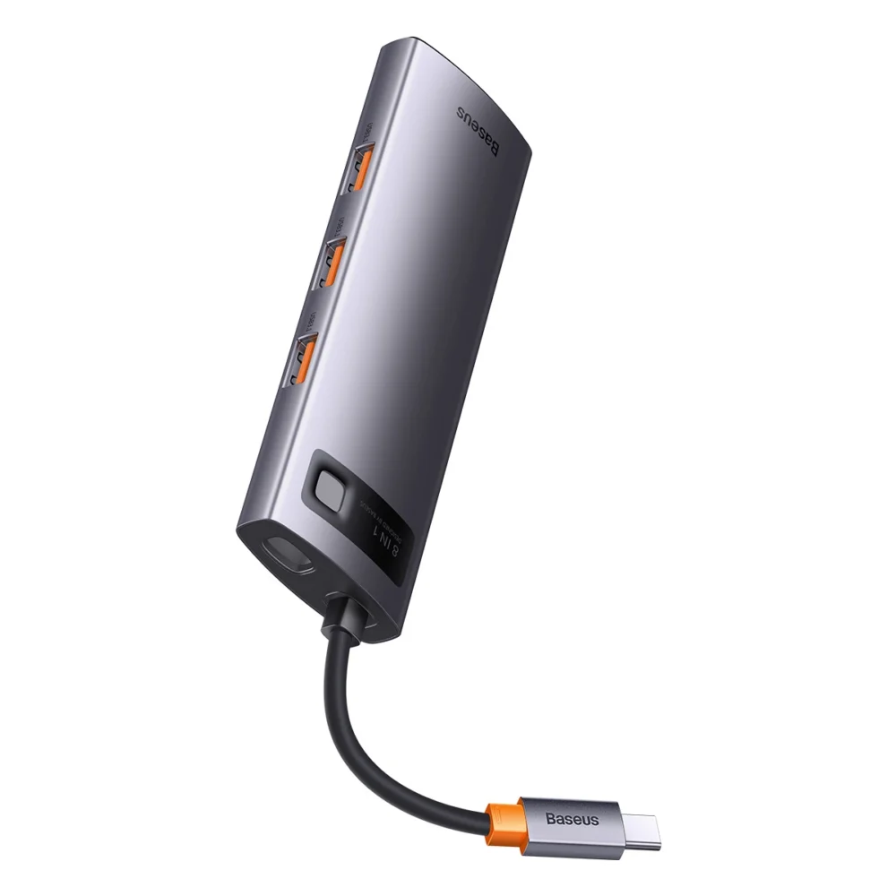 HUB 8in1 Baseus StarJoy USB-C to USB-C PD / 3x USB-A / HDMI / RJ-45 / SD TF - grayeng