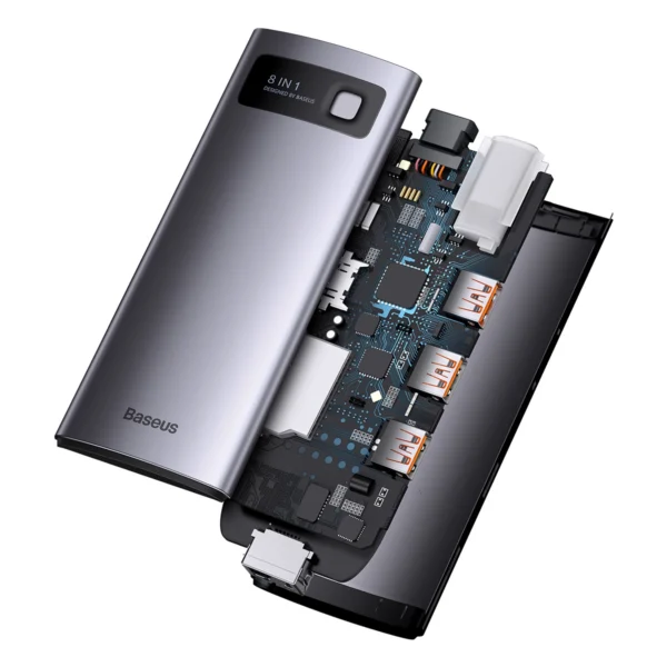 HUB 8in1 Baseus StarJoy USB-C to USB-C PD / 3x USB-A / HDMI / RJ-45 / SD TF - grayeng