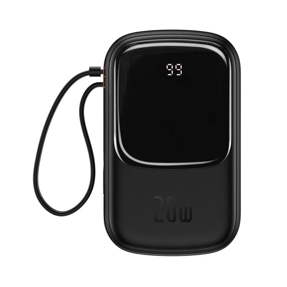 Baseus Qpow Digital Display power bank with fast charging 20000mAh 20W QC/PD/SCP/FCP with built-in Lightning cable blackeng