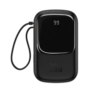 Baseus Qpow Digital Display power bank with fast charging 20000mAh 20W QC/PD/SCP/FCP with built-in Lightning cable blackeng